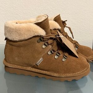BearPaw Brown Suede Boots with Cream Fur